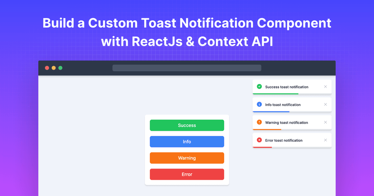 Build a Custom Toast Notification Component with ReactJs & Context API